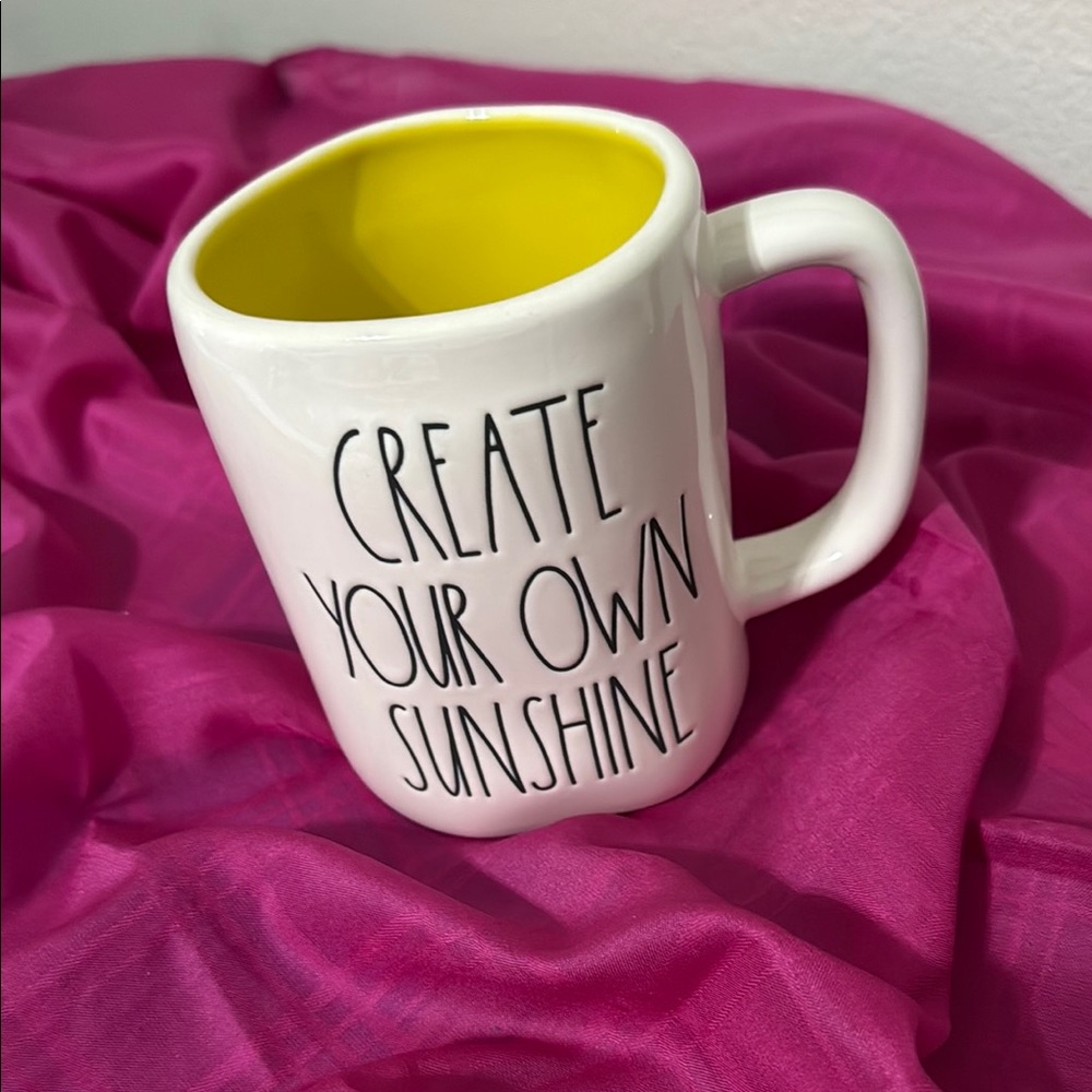 Rae Dunn Sunshine Mug White and Yellow Dining Essential